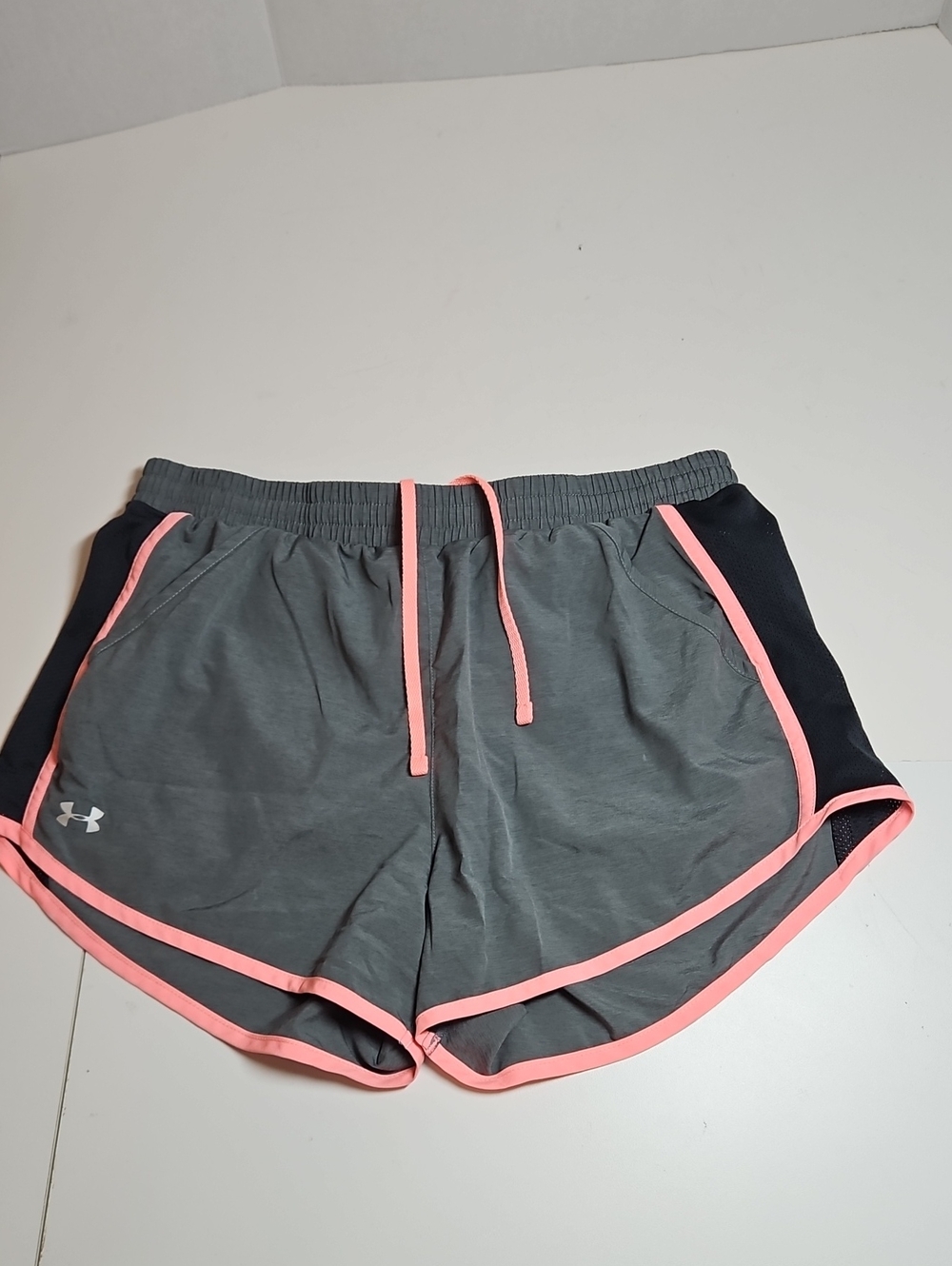 Under Armour Medium Gray Athletic Shorts with Pink Trim
